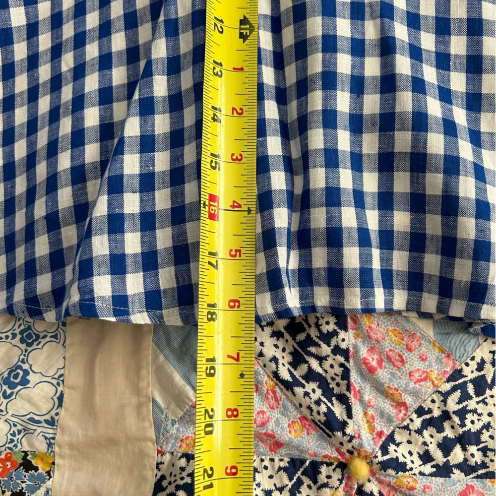 J Crew Blue & White Gingham Linen Skater Skirt - Picture 8 of 11